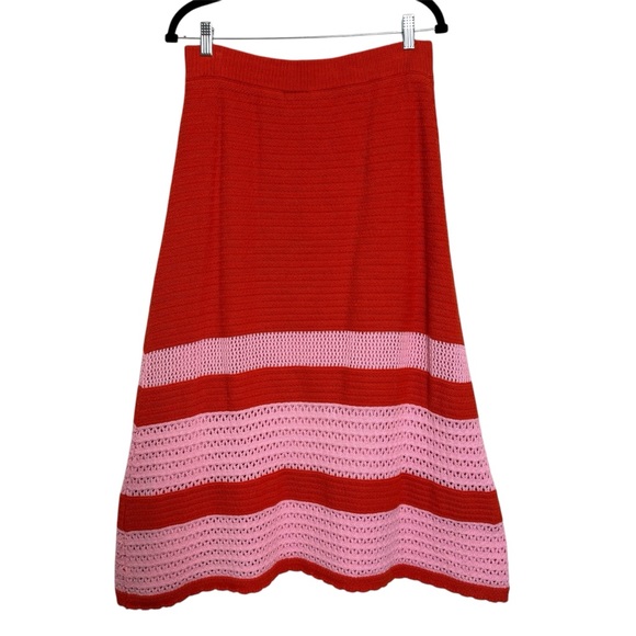 Scoop Crochet Knit Sweater Skirt Set Red Pink Stripe XL Coquette - Picture 11 of 14